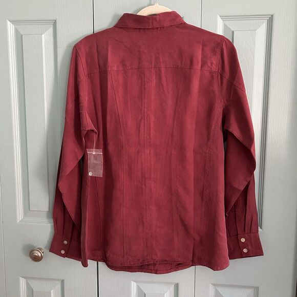 Soft Surroundings Womens Tencel Long Sleeve Collared Button-Up Shirt Red Medium‎ - Picture 7 of 9
